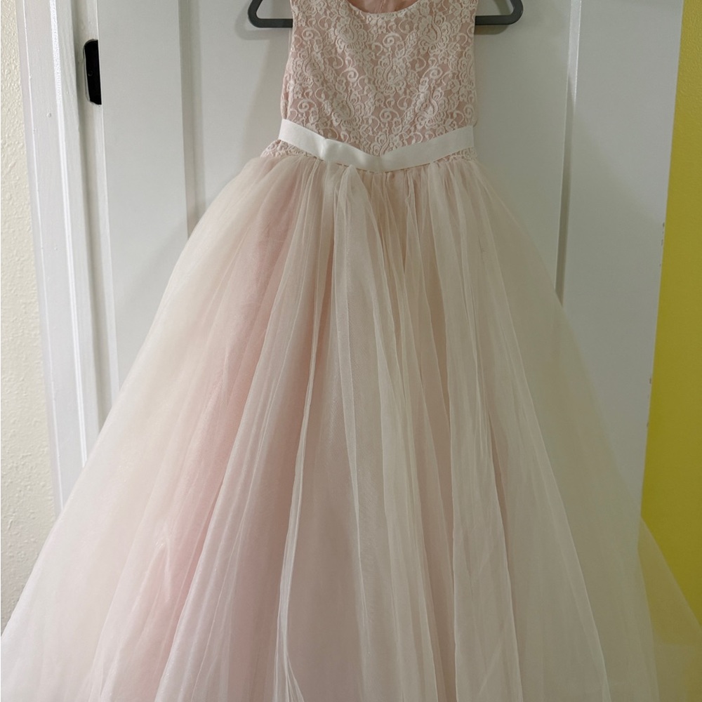 David's Bridal Blush Lace Kids Dress size 7